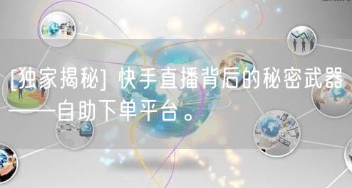 [独家揭秘] 快手直播背后的秘密武器——自助下单平台。