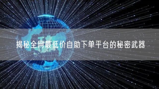 揭秘全网最低价自助下单平台的秘密武器