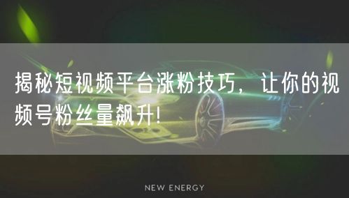 揭秘短视频平台涨粉技巧,让你的视频号粉丝量飙升!